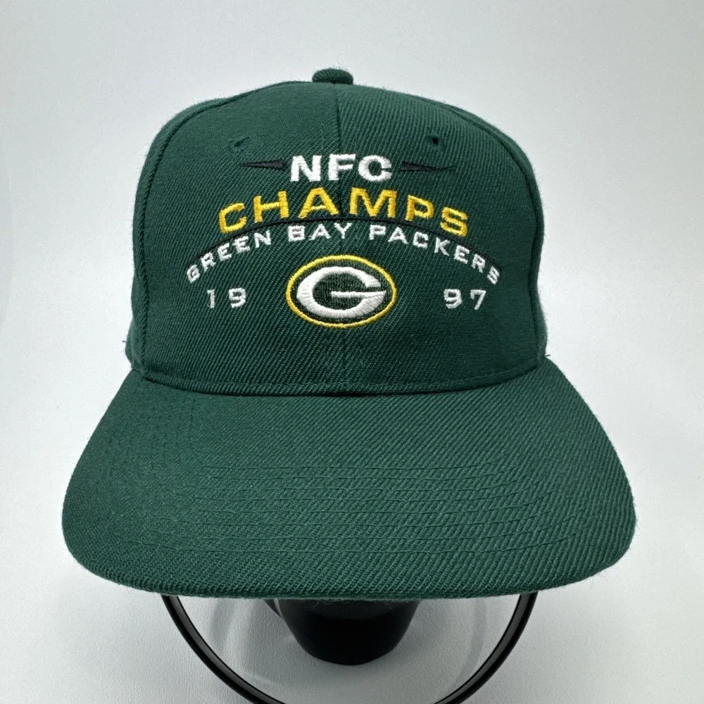 Vintage Green Bay Packers 1997 NFC‎ Champions Snapback Hat Cap Wool Blend